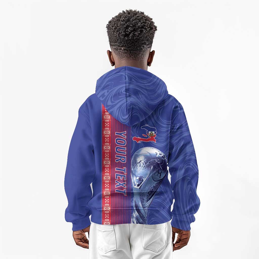 Custom Afro-Haiti Football Kid Hoodie 2026 Grenadye Alaso Blue Version - Wonder Print Shop