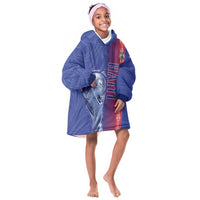 Custom Afro-Haiti Football Kid Wearable Blanket Hoodie 2026 Grenadye Alaso Blue Version - Wonder Print Shop