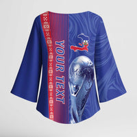 Custom Afro-Haiti Football Kimono Sleeve Blouse 2026 Grenadye Alaso Blue Version - Wonder Print Shop