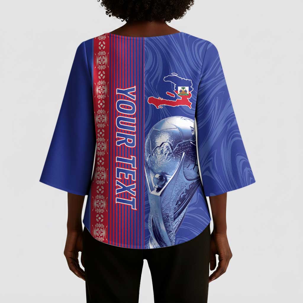 Custom Afro-Haiti Football Kimono Sleeve Blouse 2026 Grenadye Alaso Blue Version - Wonder Print Shop