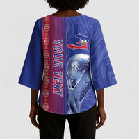 Custom Afro-Haiti Football Kimono Sleeve Blouse 2026 Grenadye Alaso Blue Version - Wonder Print Shop