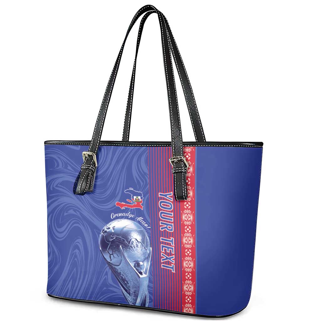 Custom Afro-Haiti Football Leather Tote Bag 2026 Grenadye Alaso Blue Version - Wonder Print Shop