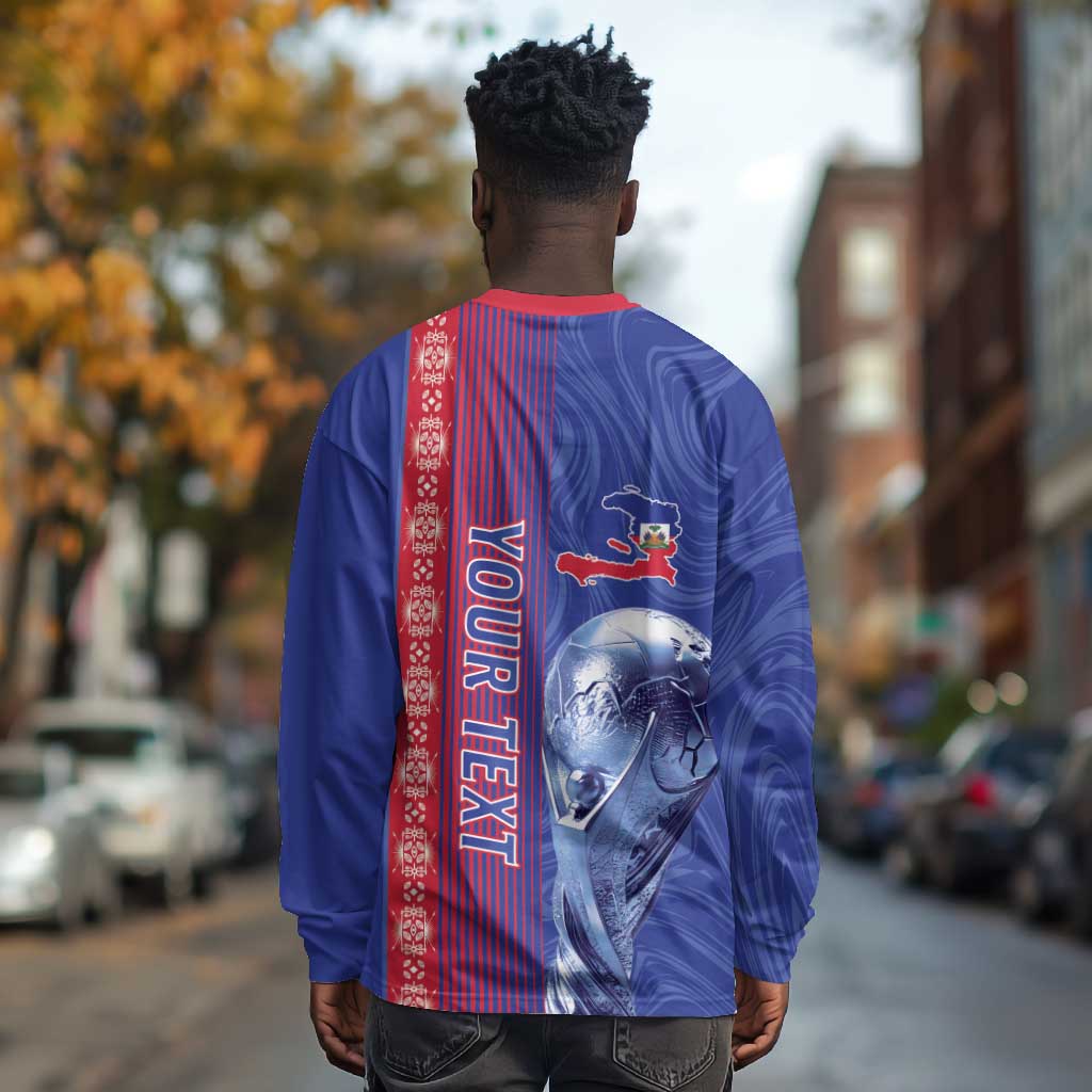 Custom Afro-Haiti Football Long Sleeve Shirt 2026 Grenadye Alaso Blue Version - Wonder Print Shop