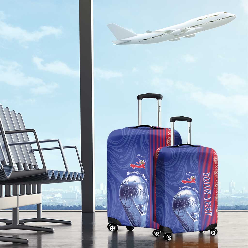 Custom Afro-Haiti Football Luggage Cover 2026 Grenadye Alaso Blue Version - Wonder Print Shop