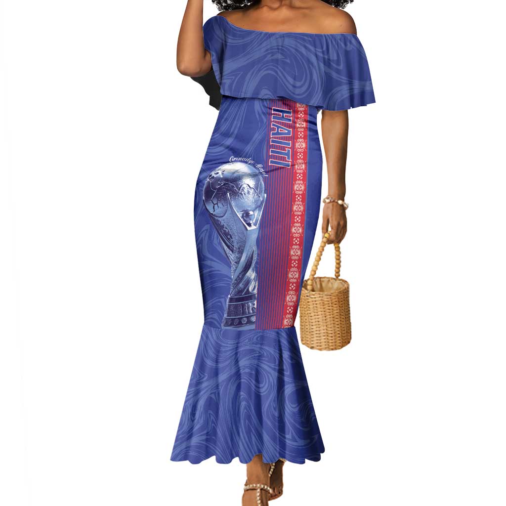 Custom Afro-Haiti Football Mermaid Dress 2026 Grenadye Alaso Blue Version LT14