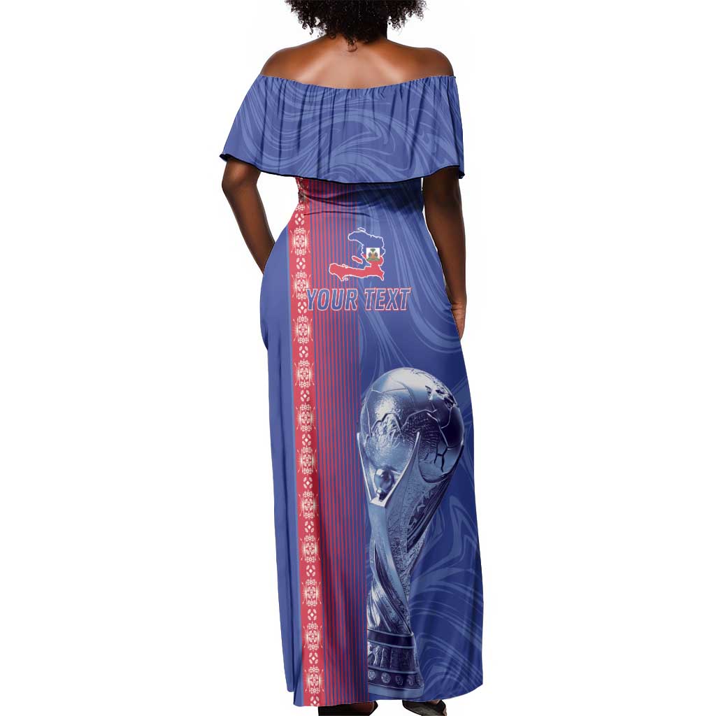 Custom Afro-Haiti Football Off Shoulder Maxi Dress 2026 Grenadye Alaso Blue Version - Wonder Print Shop