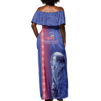 Custom Afro-Haiti Football Off Shoulder Maxi Dress 2026 Grenadye Alaso Blue Version - Wonder Print Shop