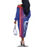 Custom Afro-Haiti Football Off The Shoulder Long Sleeve Dress 2026 Grenadye Alaso Blue Version - Wonder Print Shop