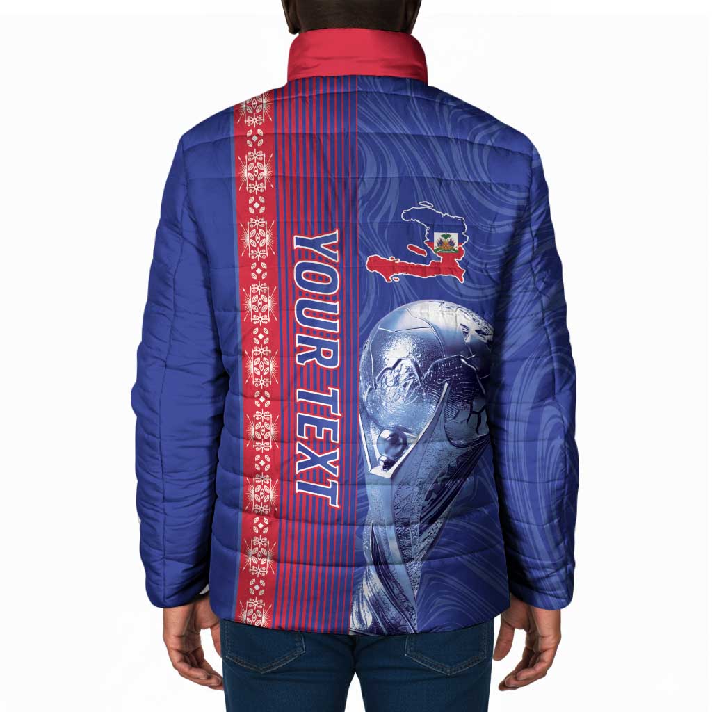Custom Afro-Haiti Football Padded Jacket 2026 Grenadye Alaso Blue Version - Wonder Print Shop