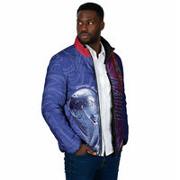 Custom Afro-Haiti Football Padded Jacket 2026 Grenadye Alaso Blue Version - Wonder Print Shop