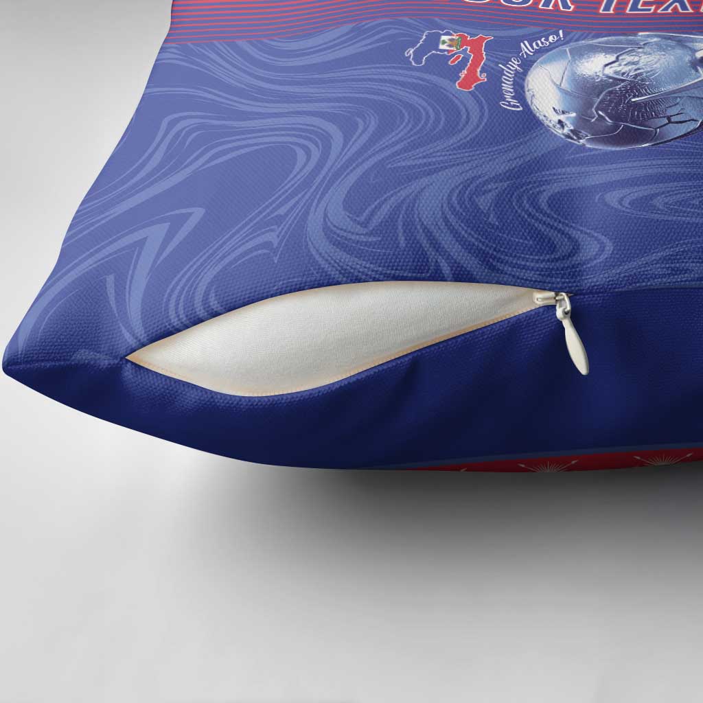 Custom Afro-Haiti Football Pillow Cover 2026 Grenadye Alaso Blue Version - Wonder Print Shop