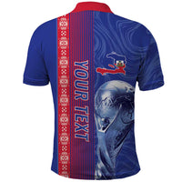 Custom Afro-Haiti Football Polo Shirt 2026 Grenadye Alaso Blue Version LT14