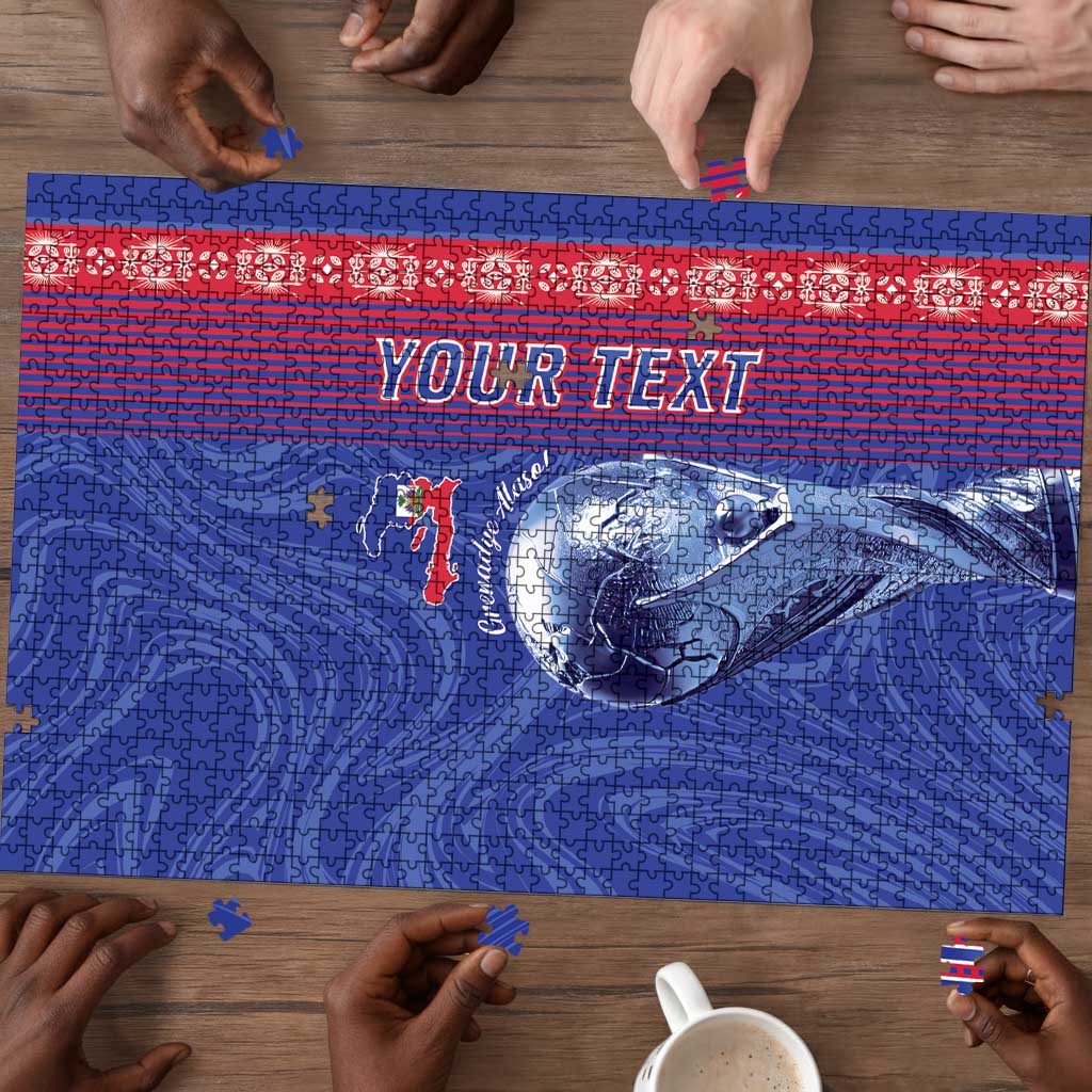 Custom Afro-Haiti Football Puzzle 2026 Grenadye Alaso Blue Version - Wonder Print Shop