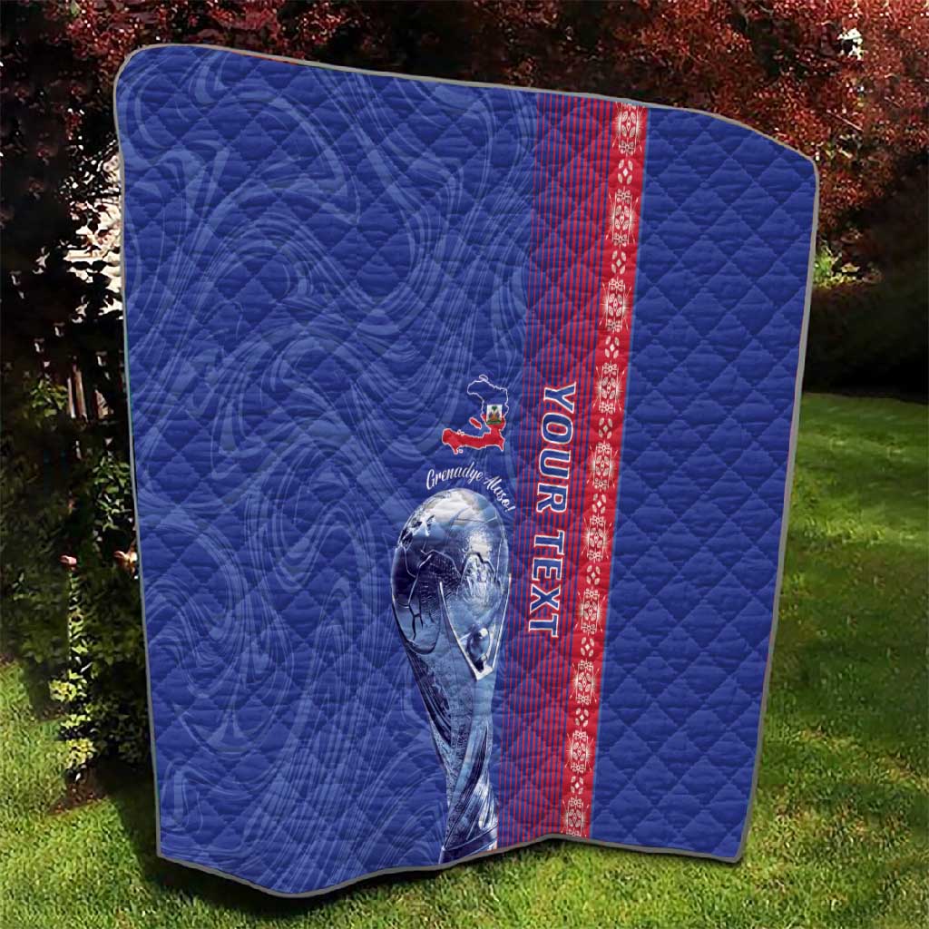 Custom Afro-Haiti Football Quilt 2026 Grenadye Alaso Blue Version - Wonder Print Shop