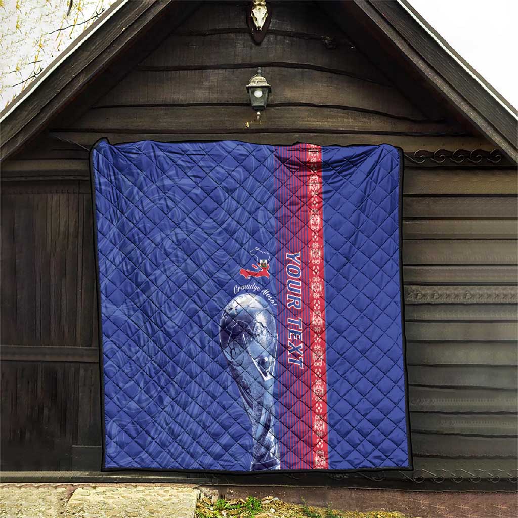 Custom Afro-Haiti Football Quilt 2026 Grenadye Alaso Blue Version - Wonder Print Shop