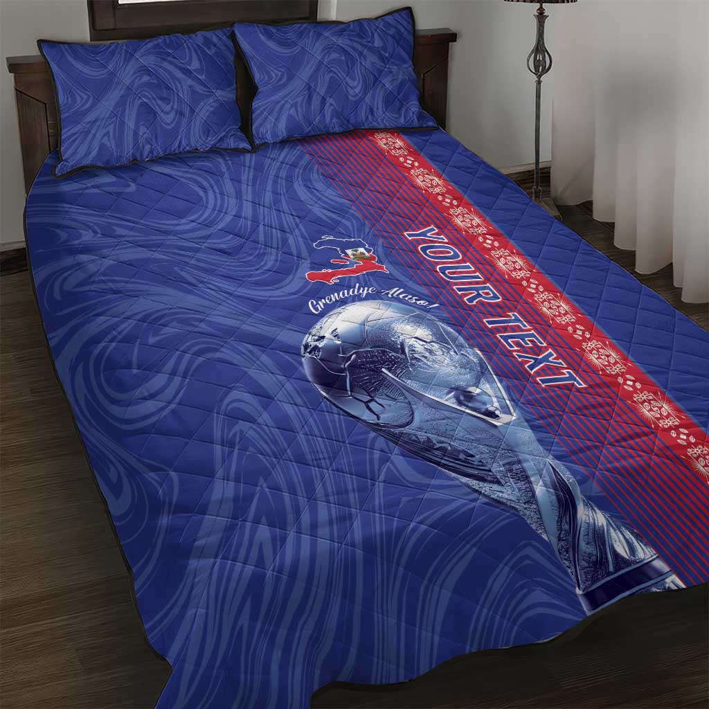 Custom Afro-Haiti Football Quilt Bed Set 2026 Grenadye Alaso Blue Version - Wonder Print Shop