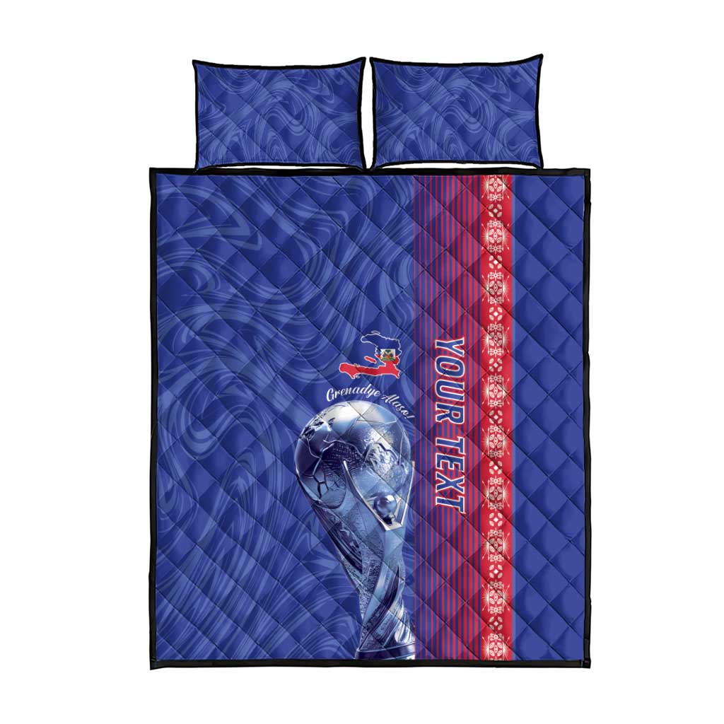 Custom Afro-Haiti Football Quilt Bed Set 2026 Grenadye Alaso Blue Version - Wonder Print Shop