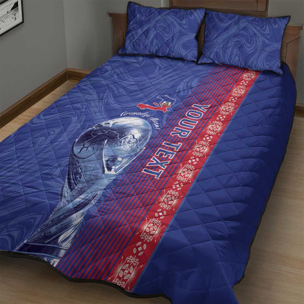 Custom Afro-Haiti Football Quilt Bed Set 2026 Grenadye Alaso Blue Version - Wonder Print Shop