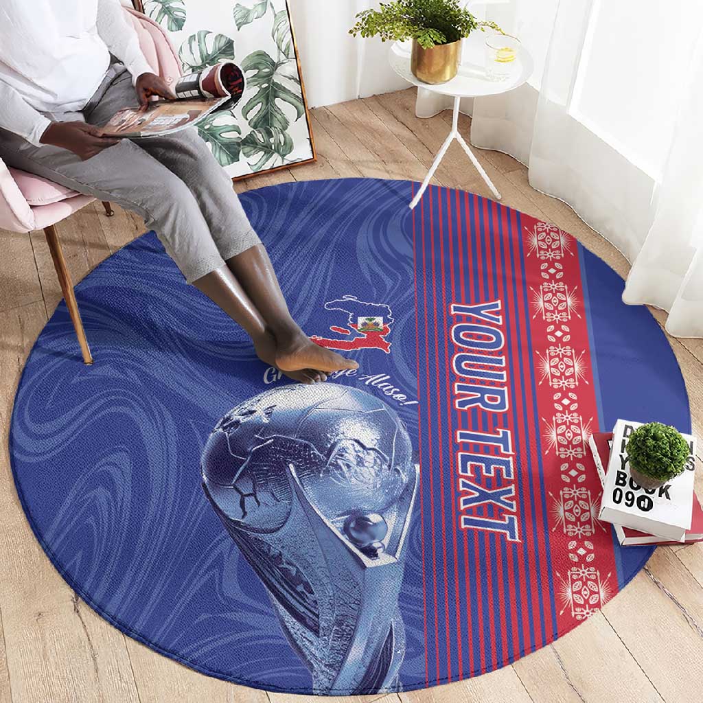 Custom Afro-Haiti Football Round Carpet 2026 Grenadye Alaso Blue Version - Wonder Print Shop