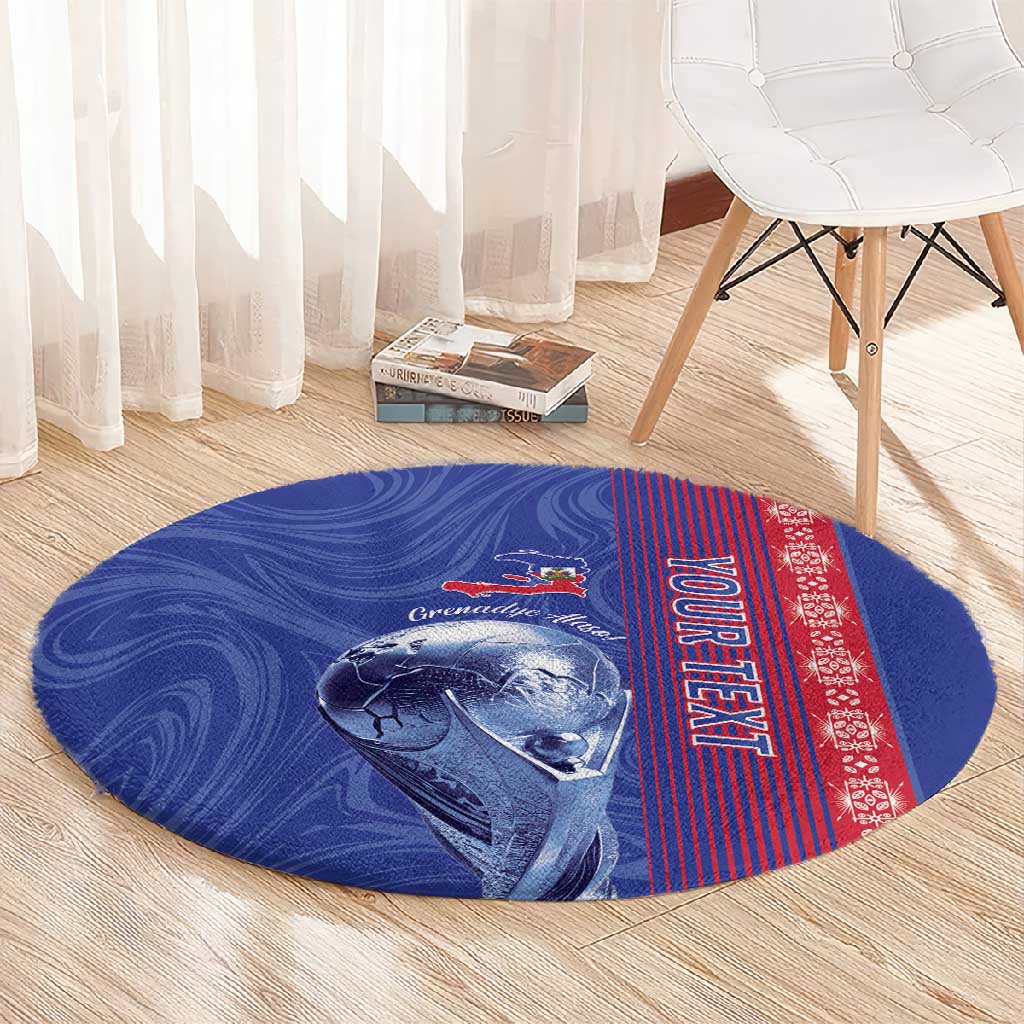 Custom Afro-Haiti Football Round Carpet 2026 Grenadye Alaso Blue Version - Wonder Print Shop