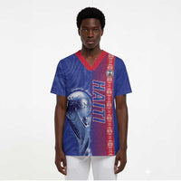 Custom Afro-Haiti Football Scrub Top 2026 Grenadye Alaso Blue Version - Wonder Print Shop