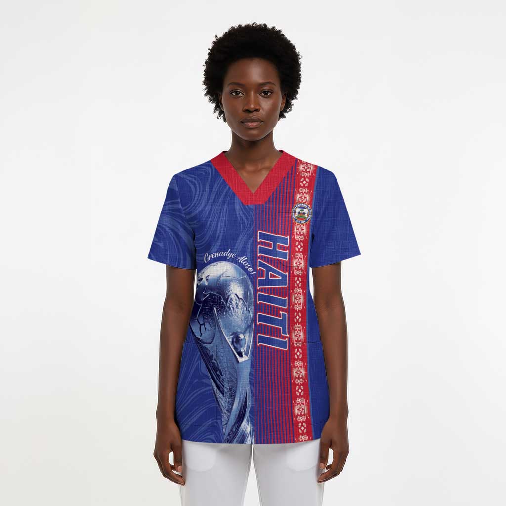 Custom Afro-Haiti Football Scrub Top 2026 Grenadye Alaso Blue Version - Wonder Print Shop