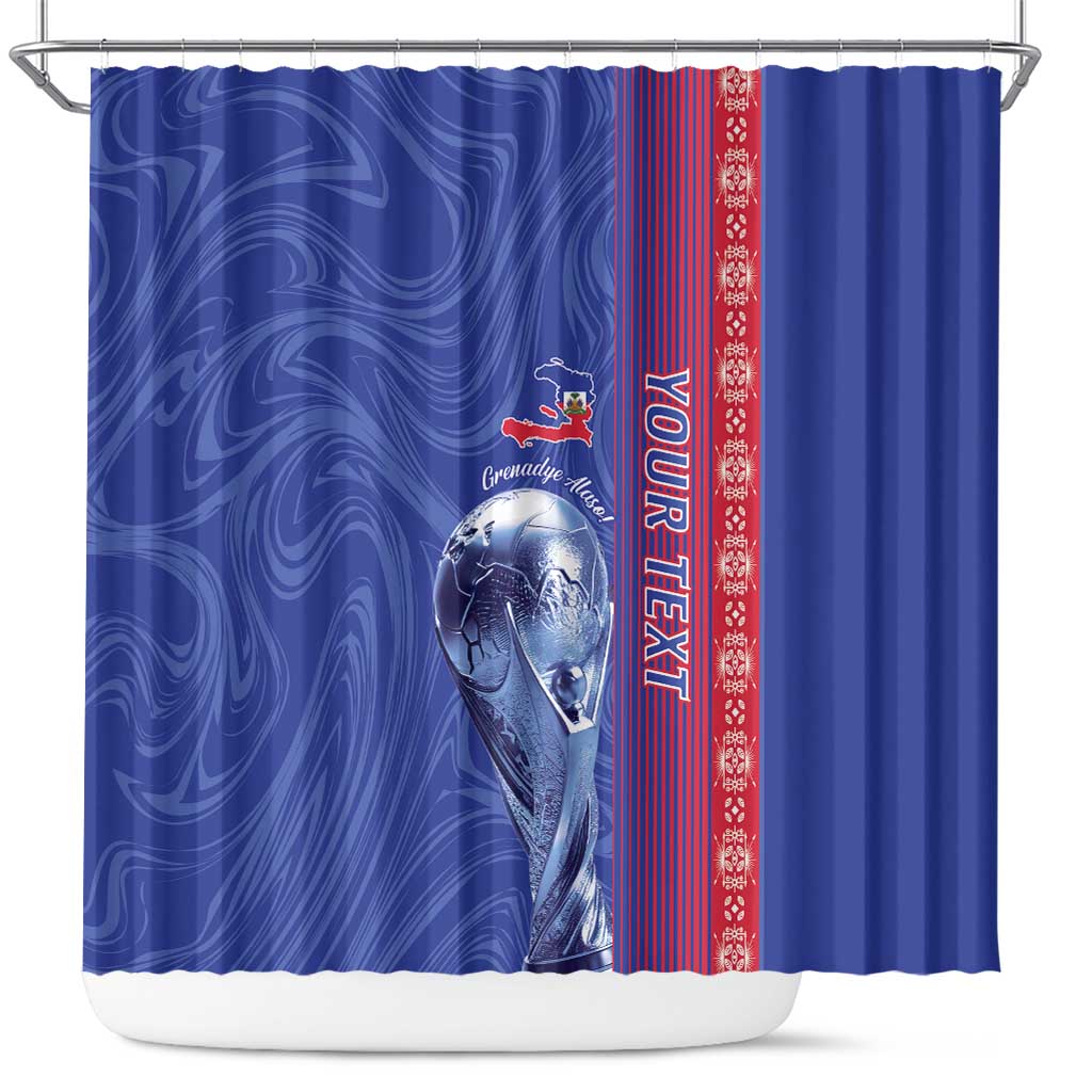 Custom Afro-Haiti Football Shower Curtain 2026 Grenadye Alaso Blue Version - Wonder Print Shop