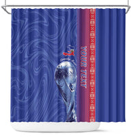 Custom Afro-Haiti Football Shower Curtain 2026 Grenadye Alaso Blue Version - Wonder Print Shop
