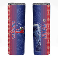 Custom Afro-Haiti Football Skinny Tumbler 2026 Grenadye Alaso Blue Version - Wonder Print Shop