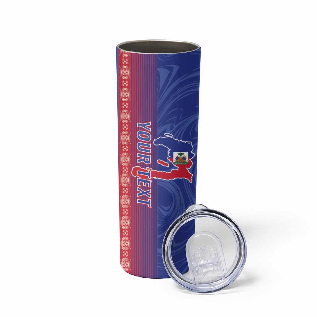 Custom Afro-Haiti Football Skinny Tumbler 2026 Grenadye Alaso Blue Version - Wonder Print Shop