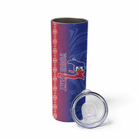 Custom Afro-Haiti Football Skinny Tumbler 2026 Grenadye Alaso Blue Version - Wonder Print Shop