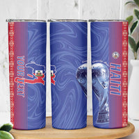 Custom Afro-Haiti Football Skinny Tumbler 2026 Grenadye Alaso Blue Version - Wonder Print Shop