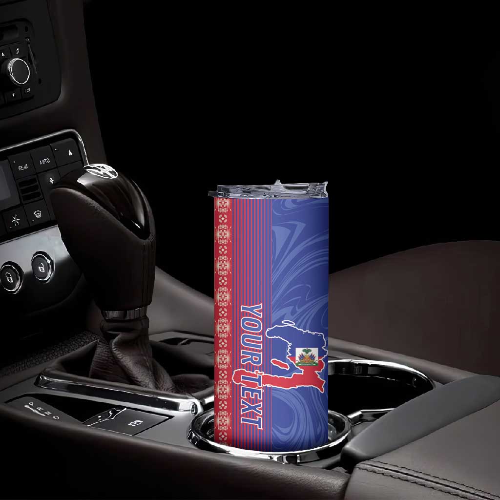 Custom Afro-Haiti Football Skinny Tumbler 2026 Grenadye Alaso Blue Version - Wonder Print Shop