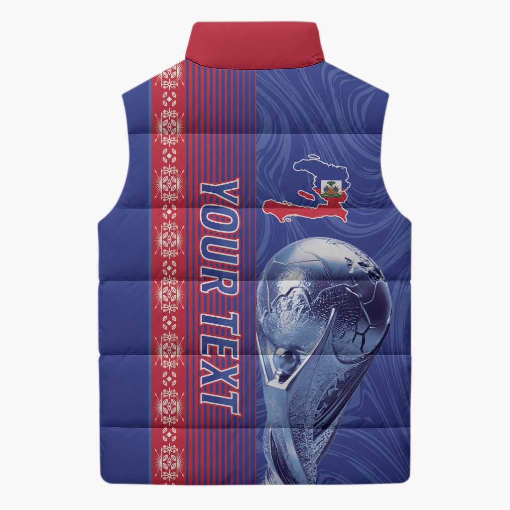 Custom Afro-Haiti Football Sleeveless Puffer Jacket 2026 Grenadye Alaso Blue Version - Wonder Print Shop