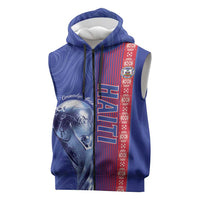 Custom Afro-Haiti Football Sleeveless Zip Hoodie 2026 Grenadye Alaso Blue Version - Wonder Print Shop
