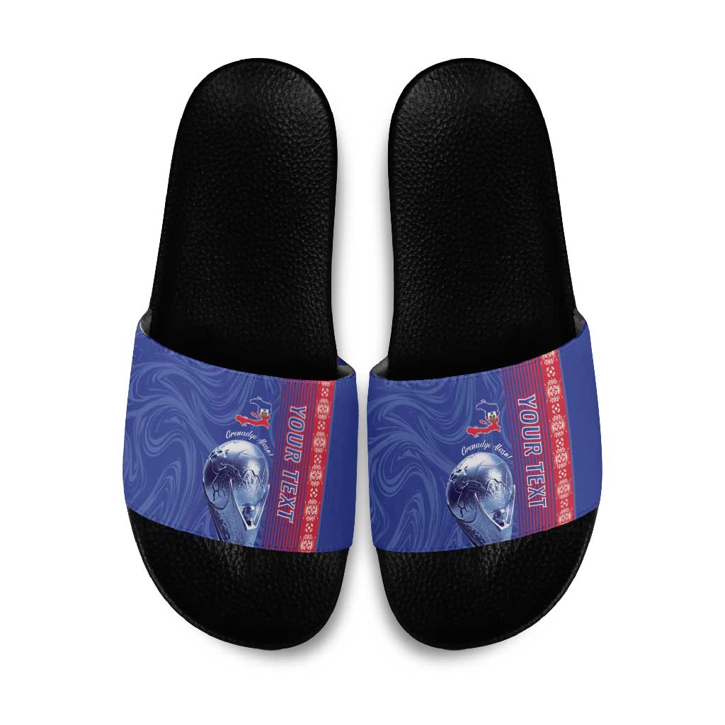 Custom Afro-Haiti Football Slide Sandals 2026 Grenadye Alaso Blue Version - Wonder Print Shop