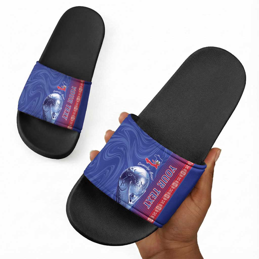 Custom Afro-Haiti Football Slide Sandals 2026 Grenadye Alaso Blue Version - Wonder Print Shop