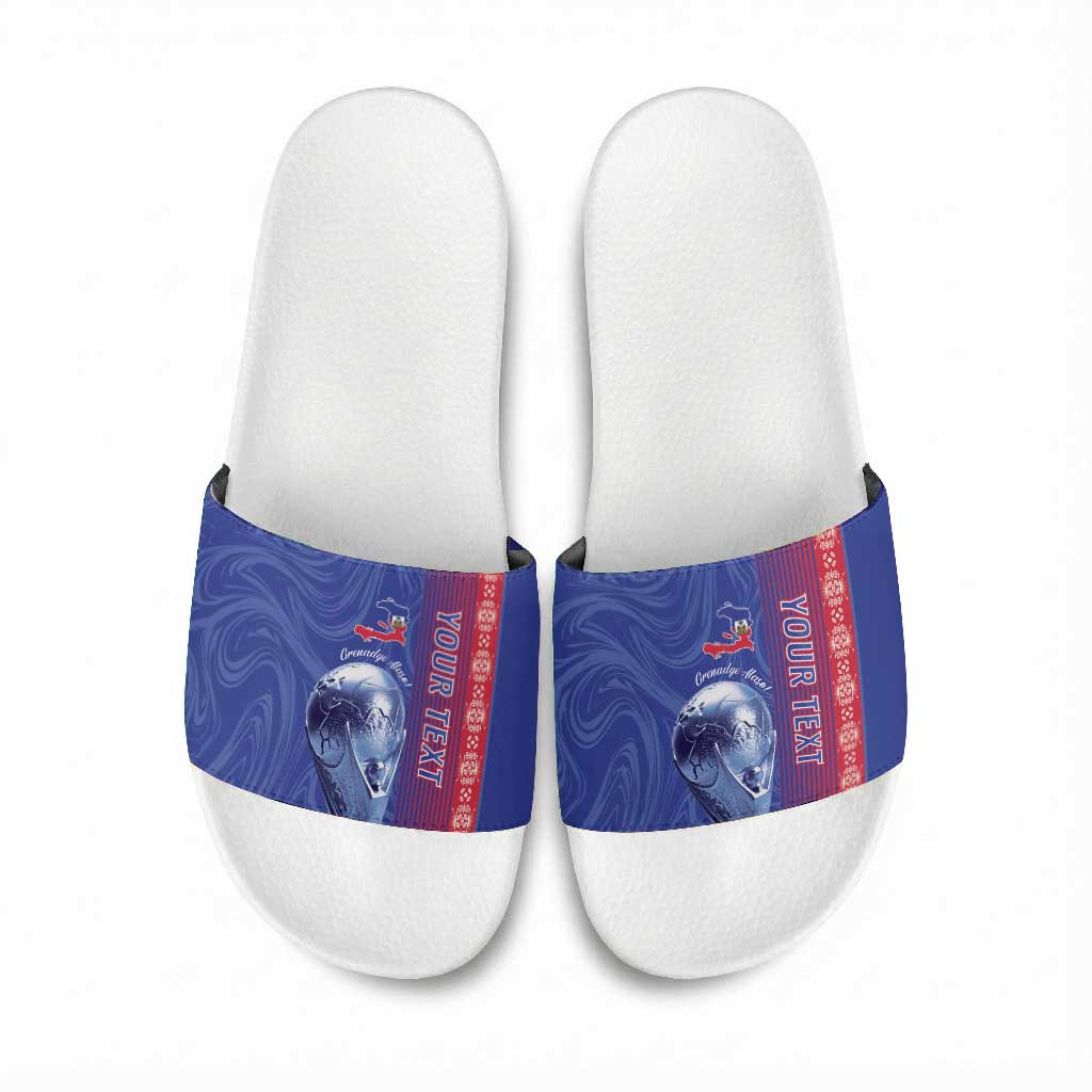 Custom Afro-Haiti Football Slide Sandals 2026 Grenadye Alaso Blue Version - Wonder Print Shop