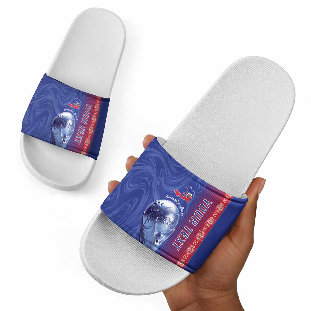 Custom Afro-Haiti Football Slide Sandals 2026 Grenadye Alaso Blue Version - Wonder Print Shop