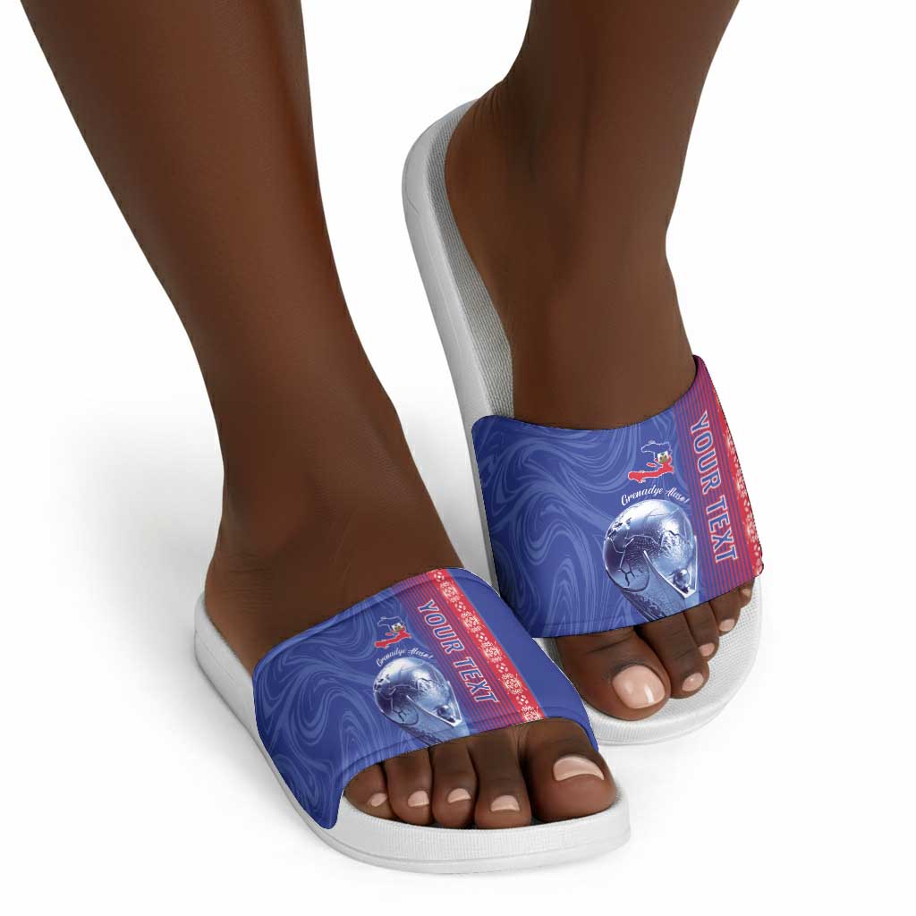 Custom Afro-Haiti Football Slide Sandals 2026 Grenadye Alaso Blue Version - Wonder Print Shop