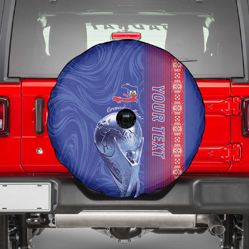 Custom Afro-Haiti Football Spare Tire Cover 2026 Grenadye Alaso Blue Version - Wonder Print Shop