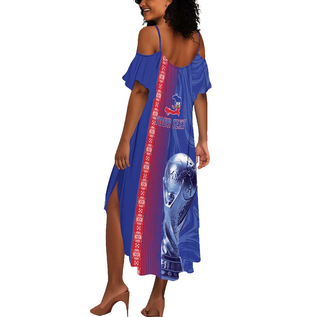 Custom Afro-Haiti Football Summer Maxi Dress 2026 Grenadye Alaso Blue Version LT14