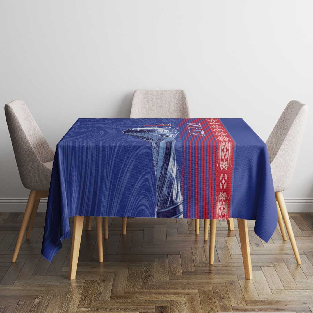 Custom Afro-Haiti Football Tablecloth 2026 Grenadye Alaso Blue Version - Wonder Print Shop