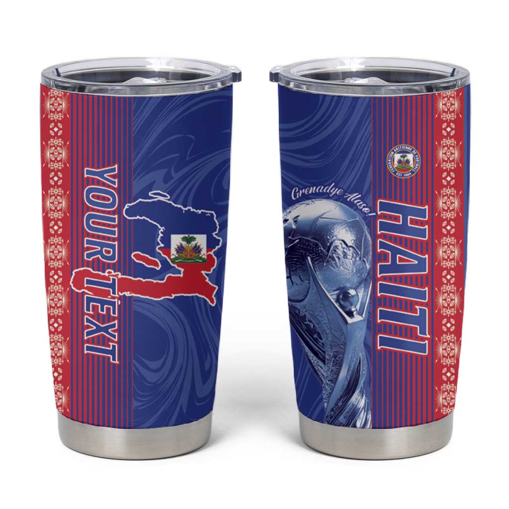 Custom Afro-Haiti Football Tumbler Cup 2026 Grenadye Alaso Blue Version - Wonder Print Shop