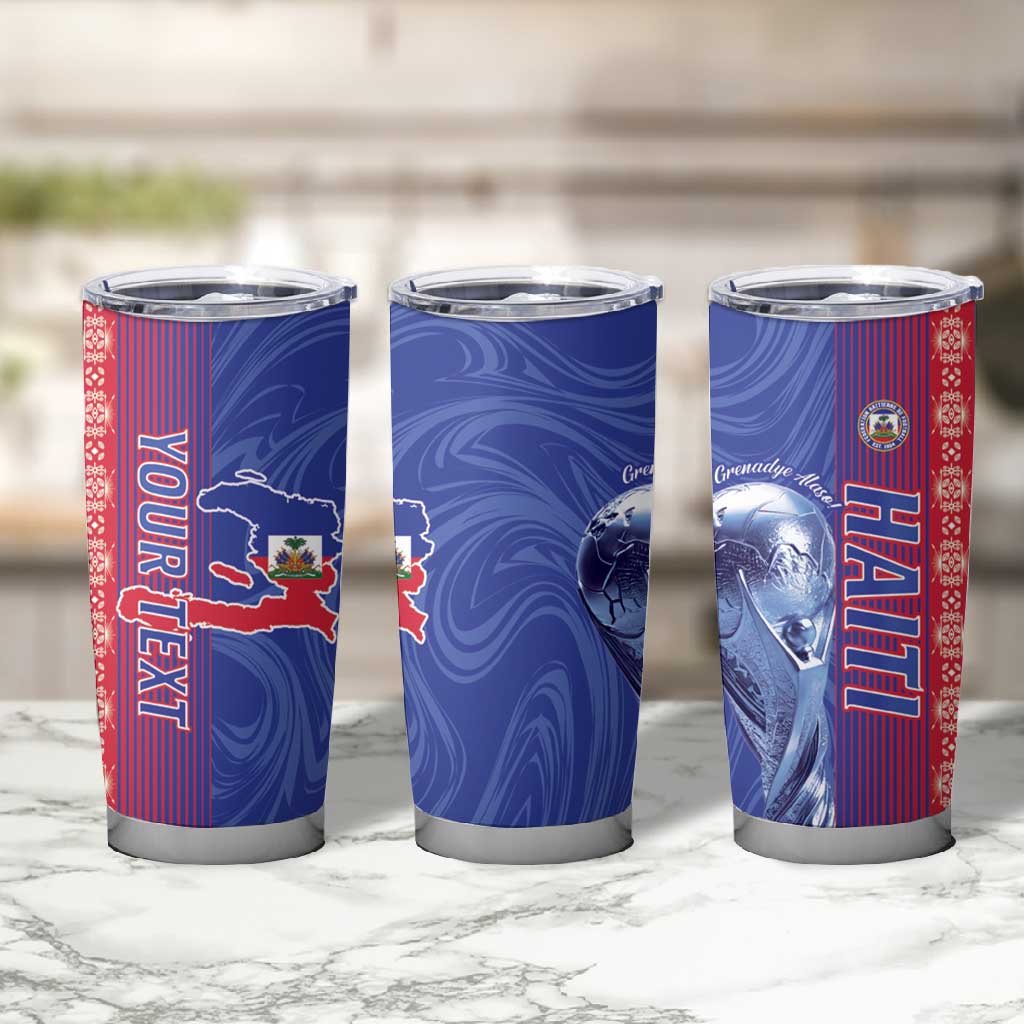 Custom Afro-Haiti Football Tumbler Cup 2026 Grenadye Alaso Blue Version - Wonder Print Shop
