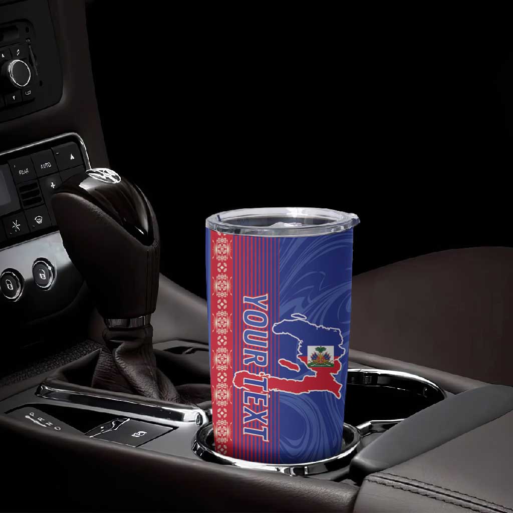 Custom Afro-Haiti Football Tumbler Cup 2026 Grenadye Alaso Blue Version - Wonder Print Shop