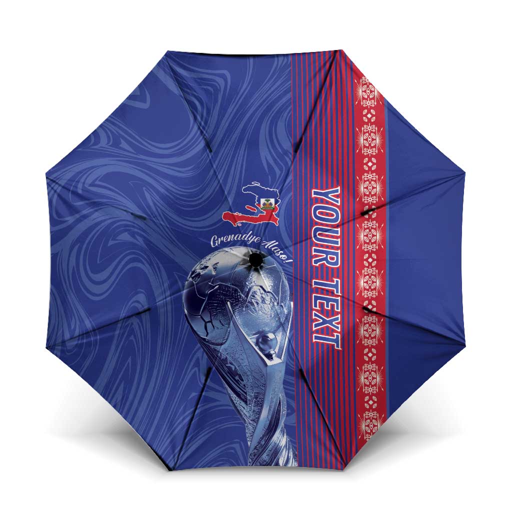 Custom Afro-Haiti Football Umbrella 2026 Grenadye Alaso Blue Version - Wonder Print Shop
