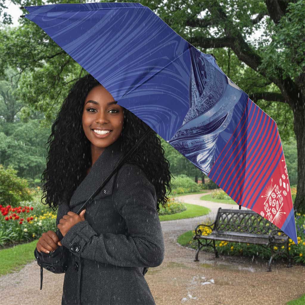 Custom Afro-Haiti Football Umbrella 2026 Grenadye Alaso Blue Version - Wonder Print Shop