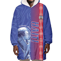 Custom Afro-Haiti Football Wearable Blanket Hoodie 2026 Grenadye Alaso Blue Version - Wonder Print Shop
