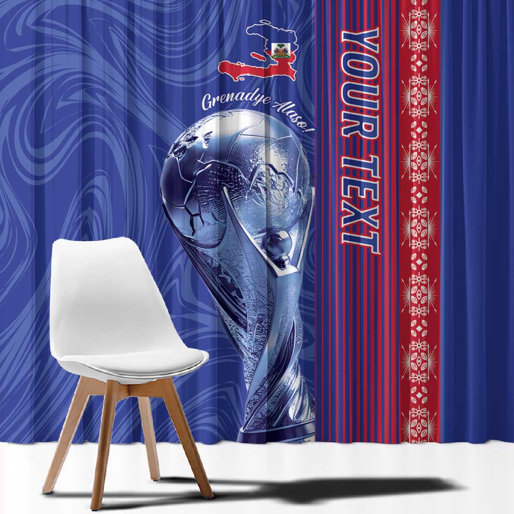 Custom Afro-Haiti Football Window Curtain 2026 Grenadye Alaso Blue Version - Wonder Print Shop